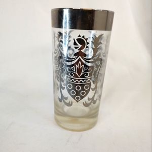 3 Vintage Mid Century Kimiko Silver Knight Shield Highball Tumbler Glass Barware